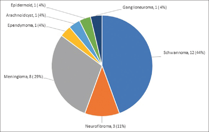 Distribution of various spinal tumors